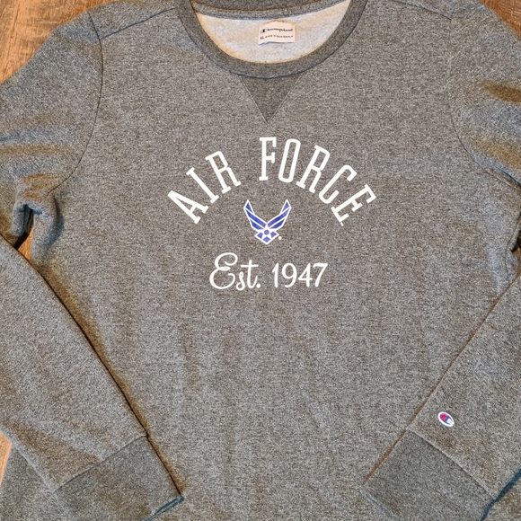 Champion Gray Heathered "Airforce" Graphic crew neck sweatshirt Size XL - Picture 4 of 7